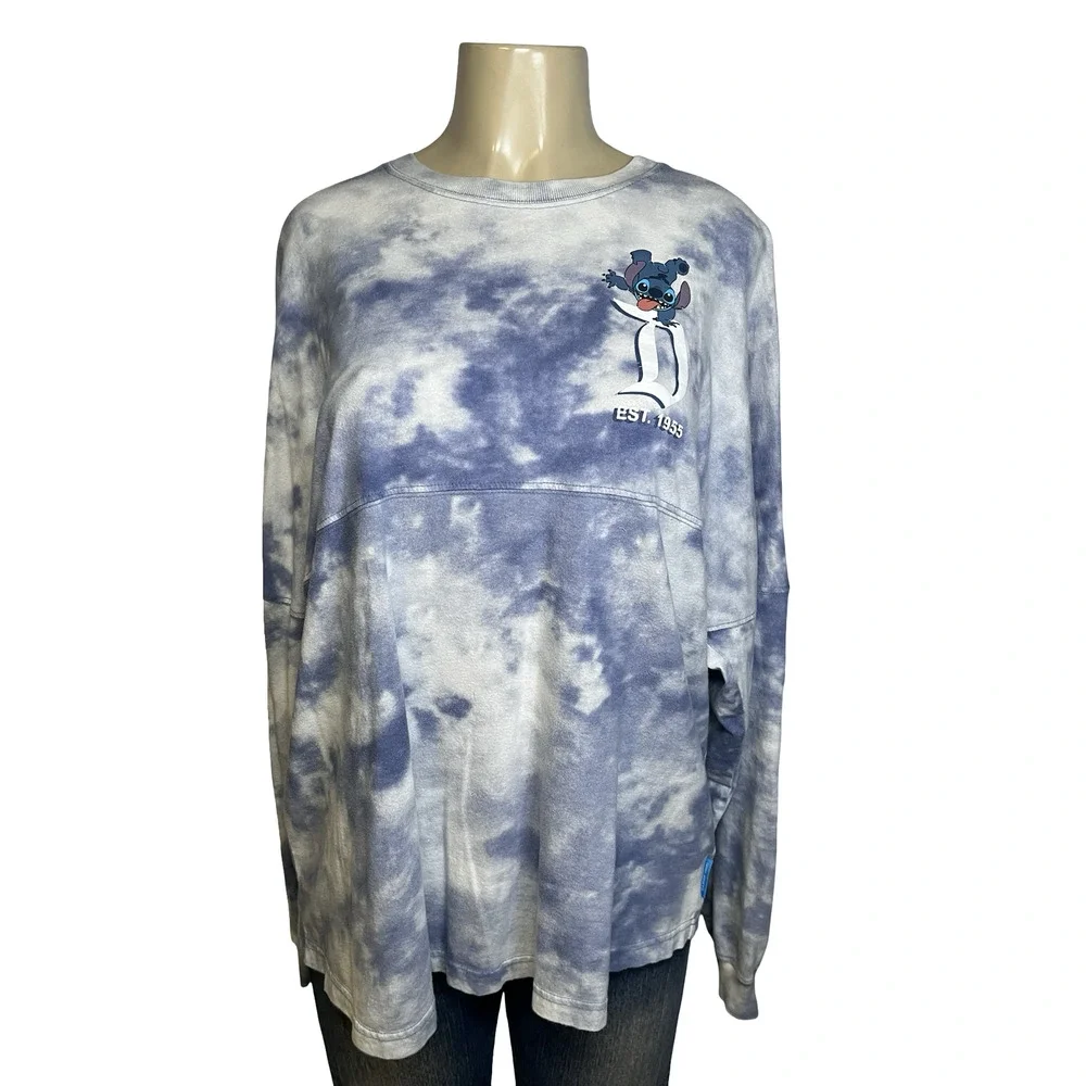 Disney Spirit Jersey Shirt Womens Large Blue Tie‎ Dye Stitch Disneyland 626